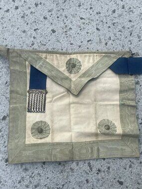 Vintage Freemason Master Mason Apron Masonic Regalia Leather Rosettes Tassels
